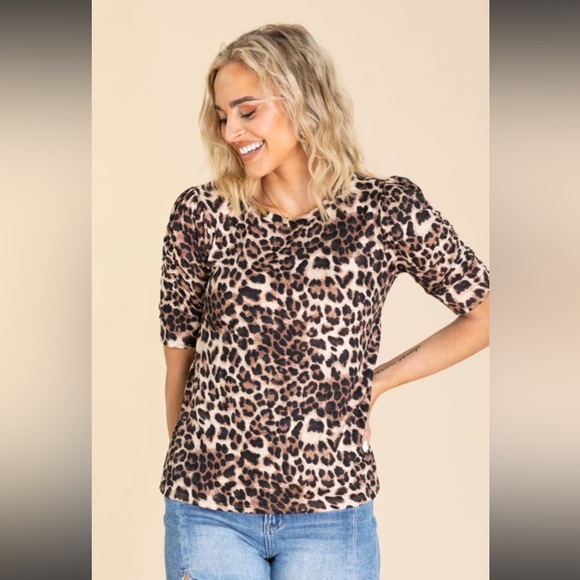 Haptics Tops - Black and brown leopard knit top, XL ￼
Brand: Haptics